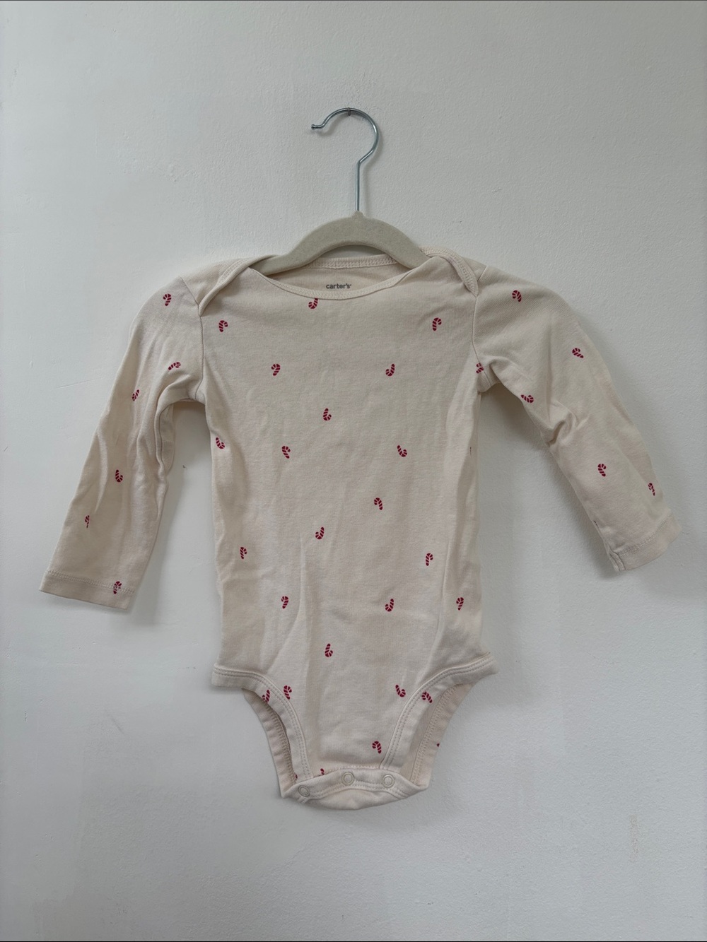 Carter’s Holiday Bodysuit with Red Candy Cane Print